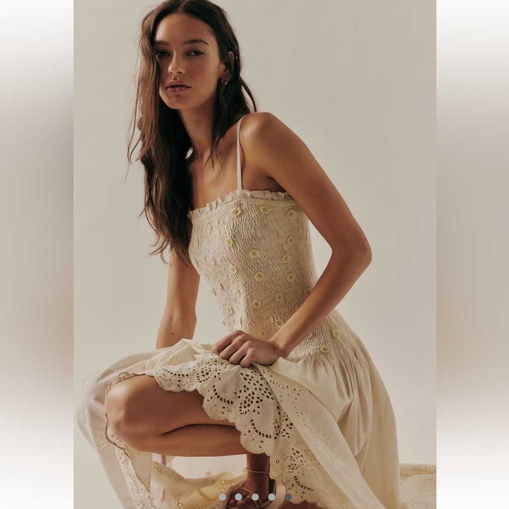 Free People Eyelet embroidered Midi Dress Sz-L